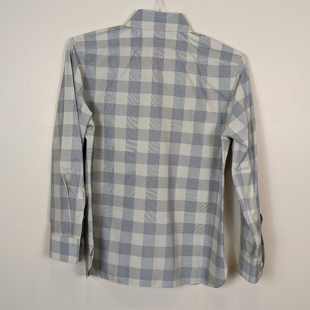 Theory P blue and white fuji check button down - Picture 6 of 9